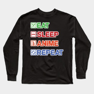 'Eat. Sleep. Anime.' Cool Japanese Anime Long Sleeve T-Shirt